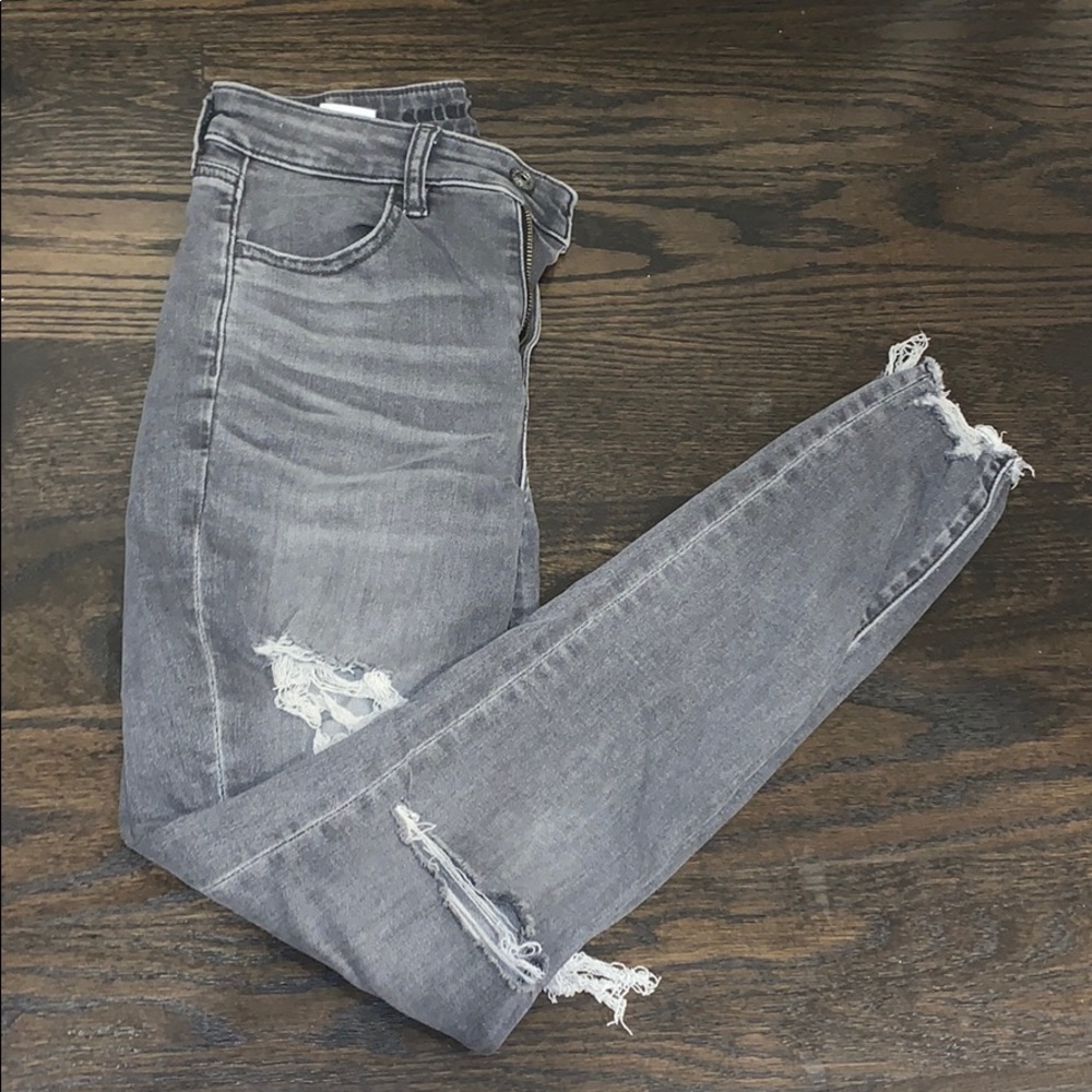 Distressed Charcoal Ripped Jeans